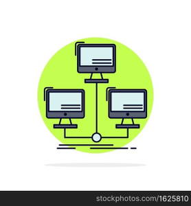 database, distributed, connection, network, computer Flat Color Icon Vector