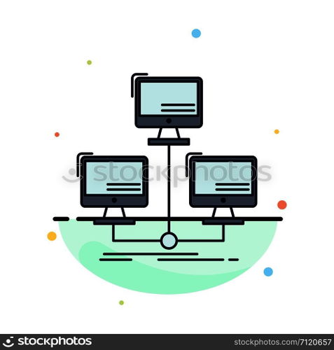 database, distributed, connection, network, computer Flat Color Icon Vector