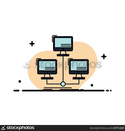 database, distributed, connection, network, computer Flat Color Icon Vector