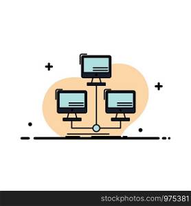 database, distributed, connection, network, computer Flat Color Icon Vector