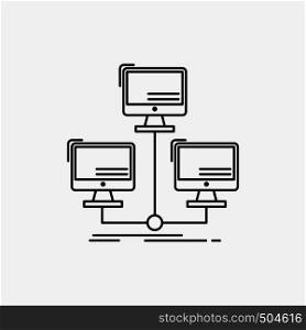 database, distributed, connection, network, computer Line Icon. Vector isolated illustration. Vector EPS10 Abstract Template background
