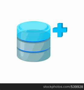 Database growth icon in cartoon style isolated on white background. Data storage symbol. Database growth icon, cartoon style