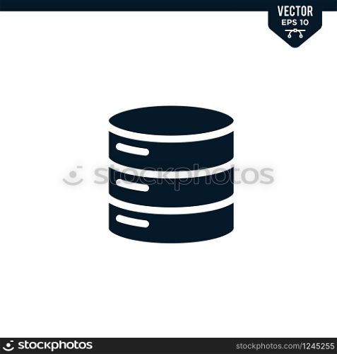 Database icon collection in glyph style, solid color vector