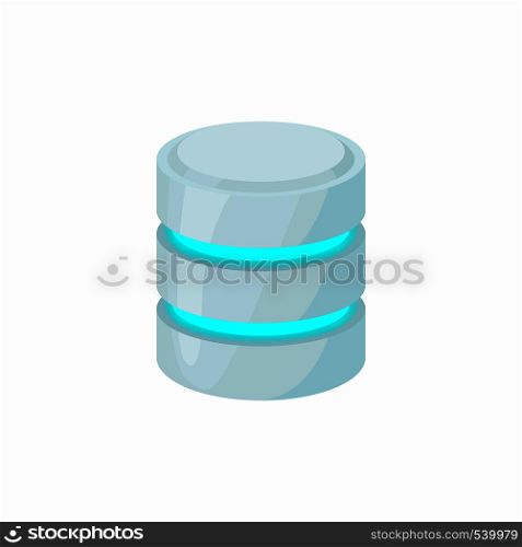 Database icon in cartoon style isolated on white background. Data storage symbol. Database icon, cartoon style
