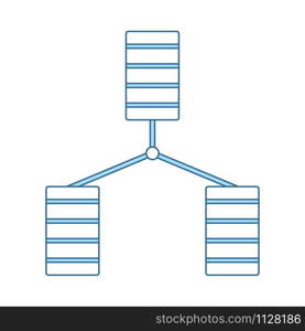 Database Icon. Thin Line With Blue Fill Design. Vector Illustration.