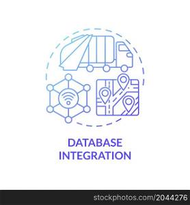 Database integration blue gradient concept icon. Urban services work organization. City digital management abstract idea thin line illustration. Vector isolated outline color drawing. Database integration blue gradient concept icon
