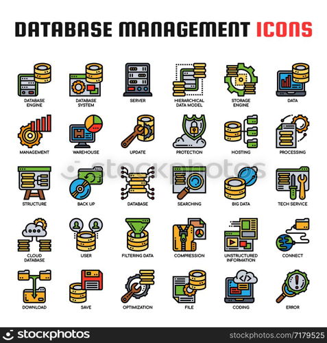 Database Management , Thin Line and Pixel Perfect Icons