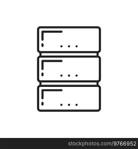 Database or archive isolated outline icon. Vector symbol of folder, digital base in computer linear sign. Data management concept, access to archive on electronic device server, information storage. Data management, database and info storage icon