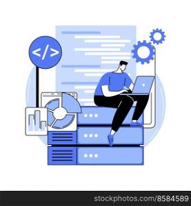 Database programming isolated cartoon vector illustrations. Professional IT company developer create database architecture, software engineering, coding and programming process, vector cartoon.. Database programming isolated cartoon vector illustrations.