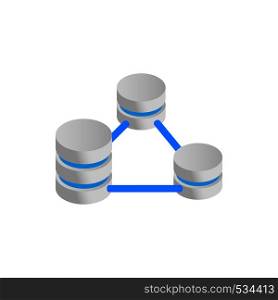 Database servers connection icon in isometric 3d style on a white background. Database servers connection icon