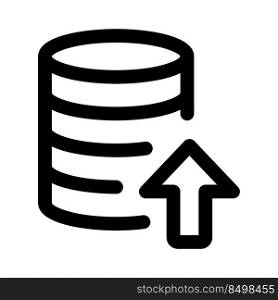 Database uploading on a server machine isolated on a white background