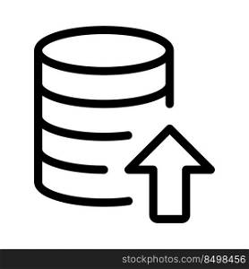 Database uploading on a server machine isolated on a white background