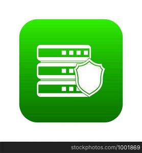 Database with gray shield icon digital green for any design isolated on white vector illustration. Database with gray shield icon digital green