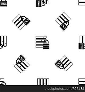 Database with padlock pattern repeat seamless in black color for any design. Vector geometric illustration. Database with padlock pattern seamless black