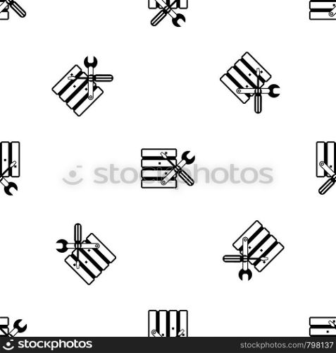 Database with screwdriverl and spanner pattern repeat seamless in black color for any design. Vector geometric illustration. Database with screwdriverl and spanner pattern seamless black