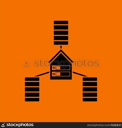 Datacenter Icon. Black on Orange background. Vector illustration.