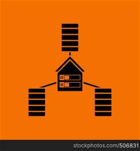 Datacenter Icon. Black on Orange background. Vector illustration.