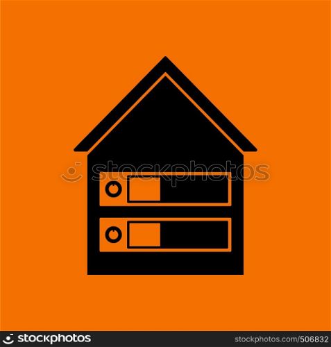 Datacenter Icon. Black on Orange background. Vector illustration.