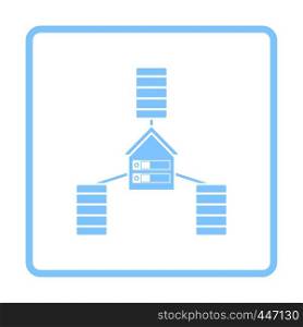 Datacenter Icon. Blue Frame Design. Vector Illustration.