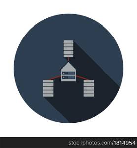 Datacenter Icon. Flat Circle Stencil Design With Long Shadow. Vector Illustration.