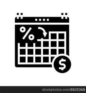 date for pay loan glyph icon vector. date for pay loan sign. isolated contour symbol black illustration. date for pay loan glyph icon vector illustration