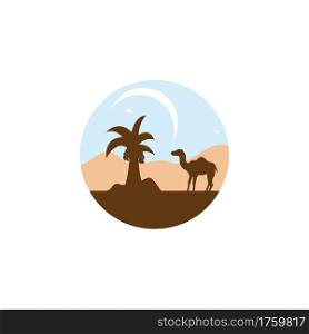 date tree and camel in desert icon vector illustration design template web