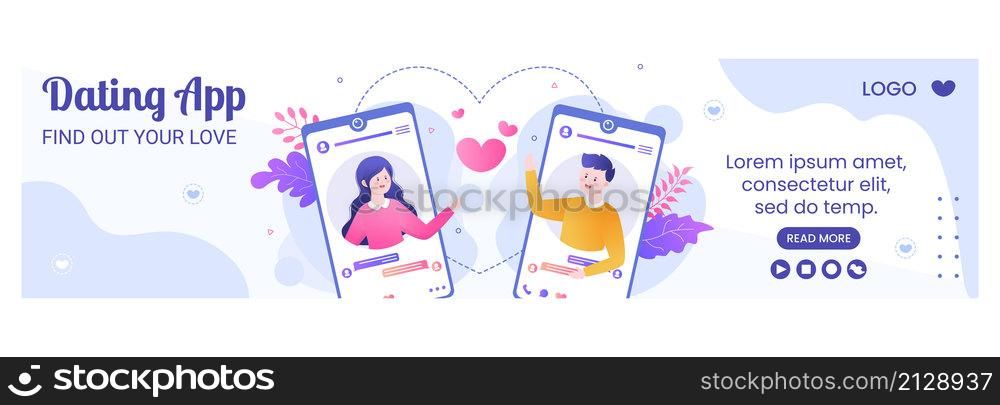 Dating App For a Love Match Banner Template Flat Design Illustration Editable of Square Background Suitable to Social Media or Valentine Greetings Card