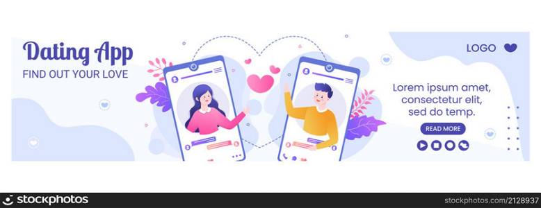 Dating App For a Love Match Banner Template Flat Design Illustration Editable of Square Background Suitable to Social Media or Valentine Greetings Card