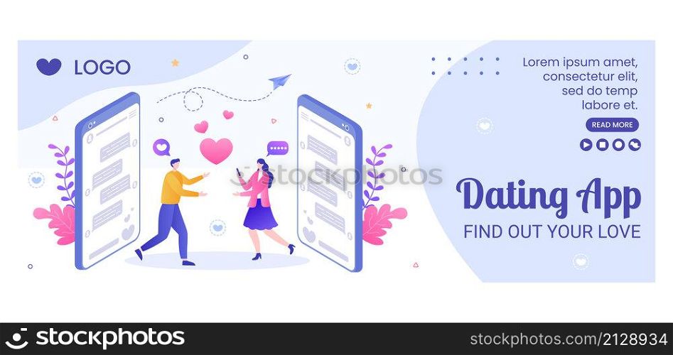 Dating App For a Love Match Cover Template Flat Design Illustration Editable of Square Background Suitable to Social Media or Valentine Greetings Card