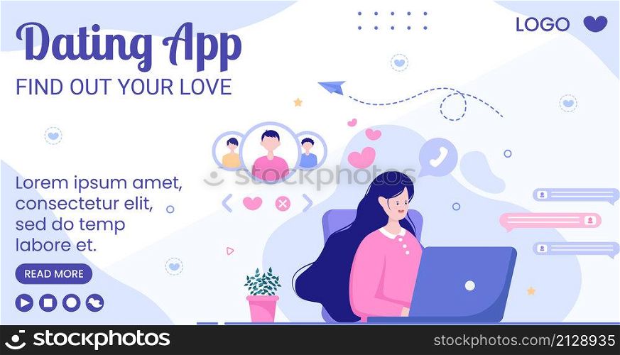 Dating App For a Love Match Post Template Flat Design Illustration Editable of Square Background Suitable to Social Media or Valentine Greetings Card