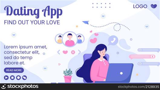 Dating App For a Love Match Post Template Flat Design Illustration Editable of Square Background Suitable to Social Media or Valentine Greetings Card