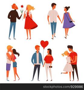 Dating couples. St valentine day 14 february happiness hugging romantic lovers characters vector date concept pictures. Illustration of love dating, man and woman together. Dating couples. St valentine day 14 february happiness hugging romantic lovers characters vector date concept pictures