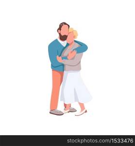 Dating flat color vector faceless characters. Man flirting with woman. Romantic valentine date. Heterosexual couple isolated cartoon illustration for web graphic design and animation. Dating flat color vector faceless characters