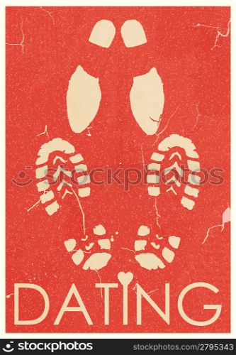 Dating. Rendezvous of lovers. Retro grunge poster