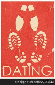 Dating. Rendezvous of lovers. Retro grunge poster