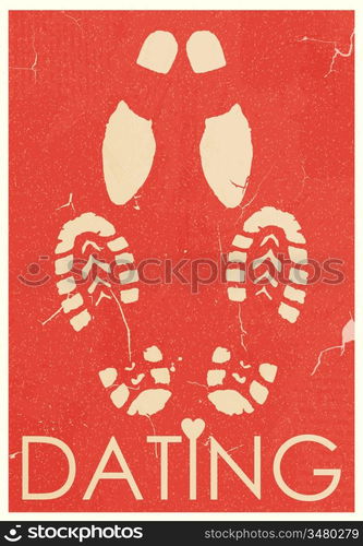 Dating. Rendezvous of lovers. Retro grunge poster