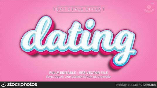 Dating Text Style Effect. Editable Graphic Text Template.