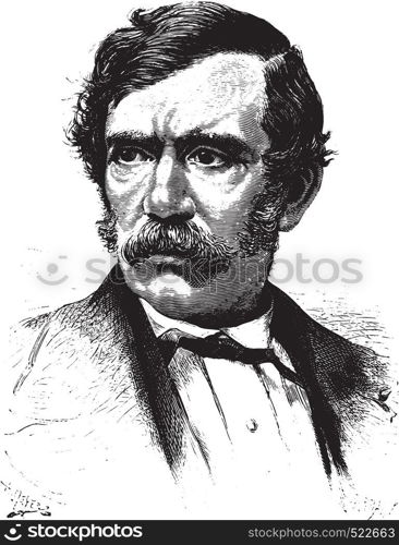 David Livingstone, vintage engraved illustration.