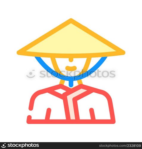 dawley chinese conical hat color icon vector. dawley chinese conical hat sign. isolated symbol illustration. dawley chinese conical hat color icon vector illustration