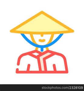 dawley chinese conical hat color icon vector. dawley chinese conical hat sign. isolated symbol illustration. dawley chinese conical hat color icon vector illustration