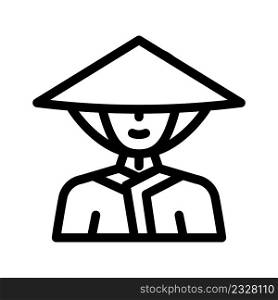 dawley chinese conical hat line icon vector. dawley chinese conical hat sign. isolated contour symbol black illustration. dawley chinese conical hat line icon vector illustration