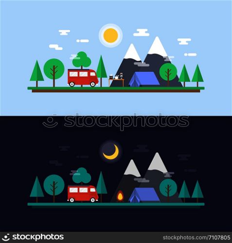 day and night camp in jungle, touch of nature, holiday activity