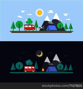 day and night camp in jungle, touch of nature, holiday activity