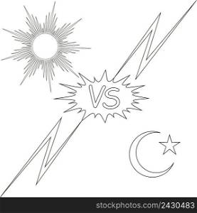 day and night vs the sun and the moon star, vector concept of the opposition of good against evil