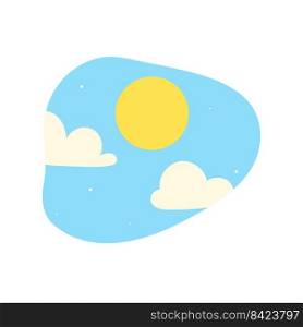 Day night icon vector. cloudy sunlight during the day and the moonlight in the starry sky