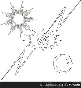 Day night vs sun moon star, concept  opposition good evil