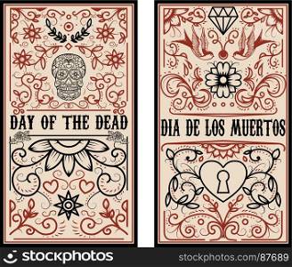 Day of the dead. Dia de los muertos. Set of banner templates. Design elements for poster, flyer, banner. Vector illustration