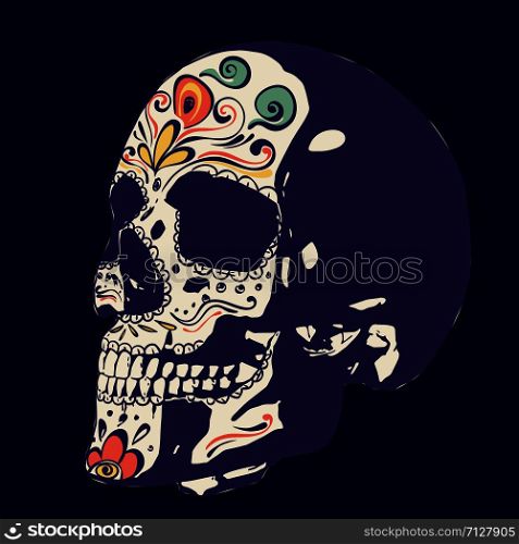 Day of the dead floral sugar skull colorful design.