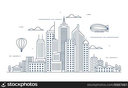 Day Urban City Building Cityscape Landscape Line Illustration