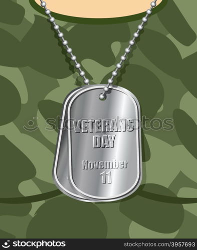 Day veteran. Army badge on his chest from soldier. Military t-shirt and army Medallion. November 11 is national holiday. Patriotic artwork for American holiday.